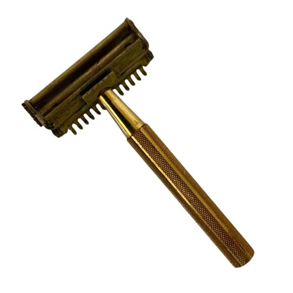 Vintage Valet Auto Strop Single Edge Safety Razor Gold 1940s Made in USA - Picture 1 of 6